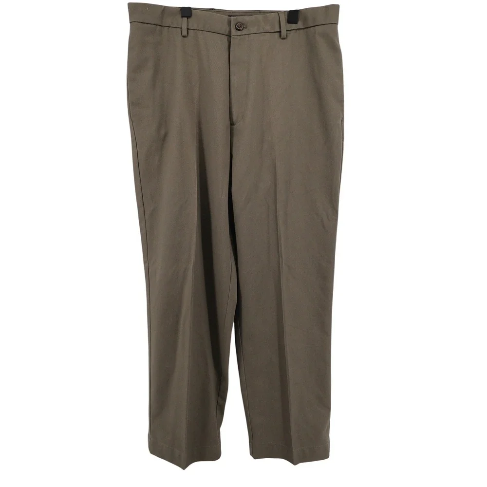 NEW‎ IZOD Madison SportFlex Flat Front Chino Pants Tarmac Mens 36x32